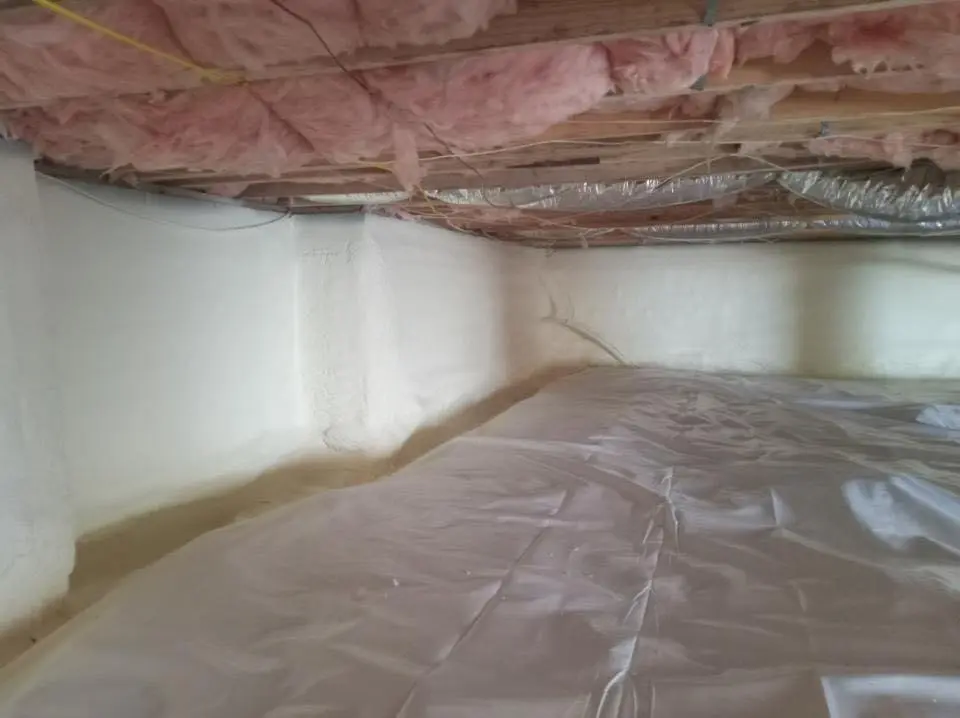 Crawl space encapsulation with closed-cell spray foam for Roof Waterproofing in West Earl